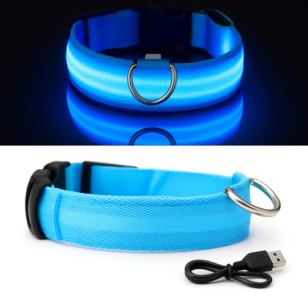 USB LED Hundehalsband - Sichtbarkeit & Sicherheit bei jedem Spaziergang // blau